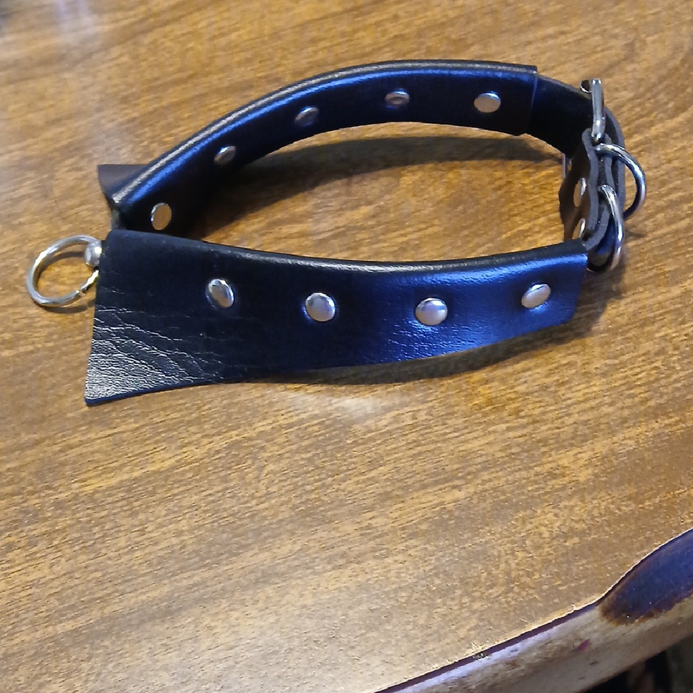 Black Leather Look Small Dog Collar